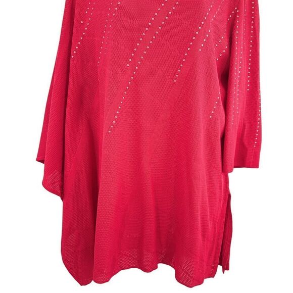 Ming Wang Tunic Top Blouse Size Large Poncho Sleeve Studded Lagenlook Boxy - Picture 4 of 11